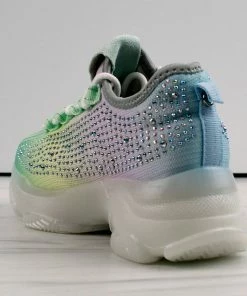 Link Hana-49k Little Girls Rhinestone Lace Up Fashion Sneakers