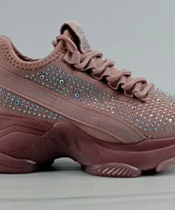 Link Hana-49k Little Girls Rhinestone Lace Up Fashion Sneakers