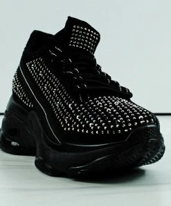 Link Hana-49k Little Girls Rhinestone Lace Up Fashion Sneakers