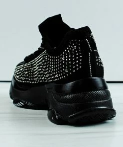 Link Hana-49k Little Girls Rhinestone Lace Up Fashion Sneakers