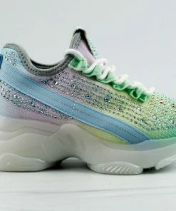 Link Hana-49k Little Girls Rhinestone Lace Up Fashion Sneakers