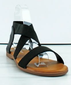 Forever Handiness-42 Womens Elastic Crossover Flat Sandals