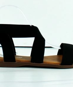 Forever Handiness-42 Womens Elastic Crossover Flat Sandals