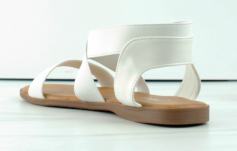 Forever Handiness-42 Womens Elastic Crossover Flat Sandals 6 Forever Handiness-42 Womens Elastic Crossover Flat Sandals