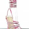Lemonade Hasta Womens Rhinestone Wrap Up Stiletto Cone Sandals