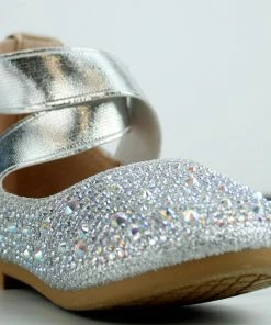 Lucky Top Rhinestone Flats Hilton 99A Baby Girl's Criss Cross Elastic Strap Rhinestone Dress Flats