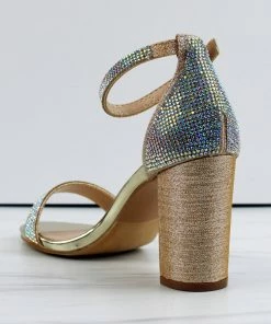 Forever Hopeful-9 Womens Rhinestone Almond Toe Heeled Sandals