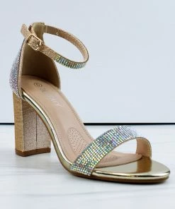 Forever Hopeful-9 Womens Rhinestone Almond Toe Heeled Sandals