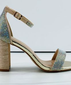 Forever Hopeful-9 Womens Rhinestone Almond Toe Heeled Sandals