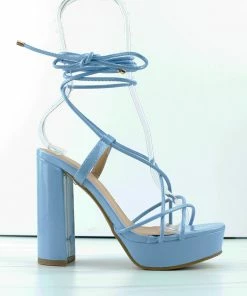 Top Moda Women's Jane 30 Womens Platform Block Heel Strappy Lace Up Sandals