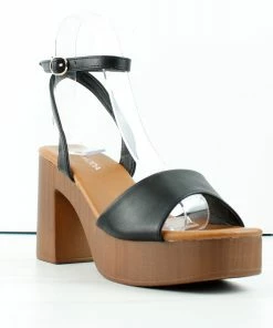 Top Moda Java 7 Womens High Heel Platform Wooden Sandals