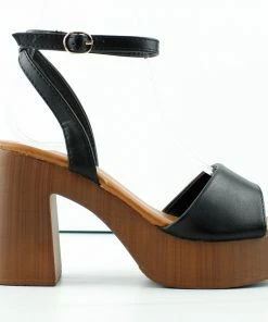 Top Moda Java 7 Womens High Heel Platform Wooden Sandals