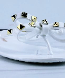 Forever Women's Jelly 12 Womens Stud Embellished Jelly Flip Flops