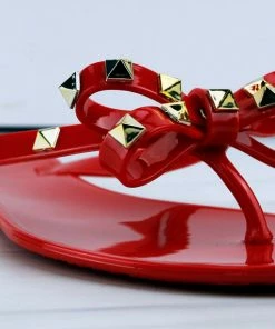 Forever Women's Jelly 12 Womens Stud Embellished Jelly Flip Flops