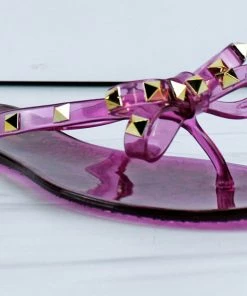 Forever Women's Jelly 12 Womens Stud Embellished Jelly Flip Flops