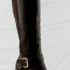 Top Moda Jenn 1 Womens Double Buckle Accent Platform Chunky Heel Knee High Boots