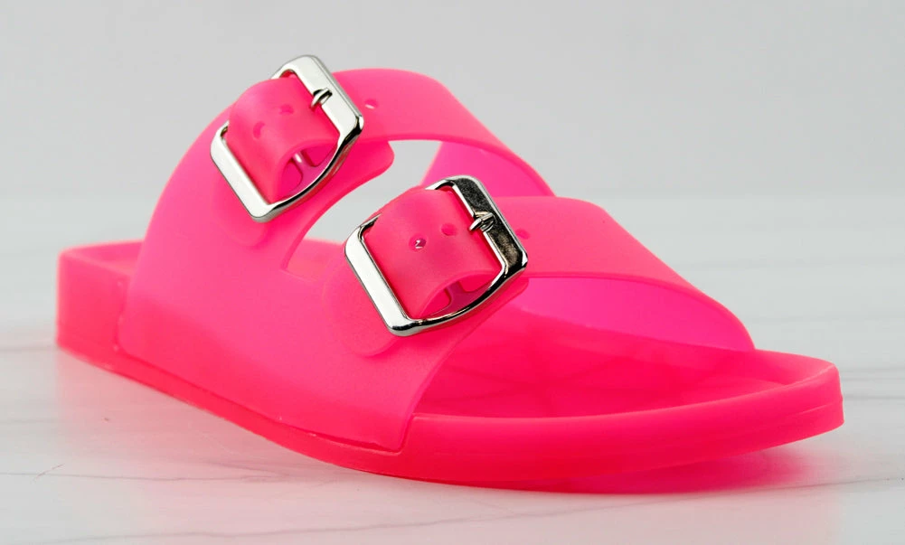 Bamboo Women's Kabo 01 Womens Jelly Double Buckle Padded Sole Slip On Sandals 1 Bamboo Women's Kabo 01 Womens Jelly Double Buckle Padded Sole Slip On Sandals