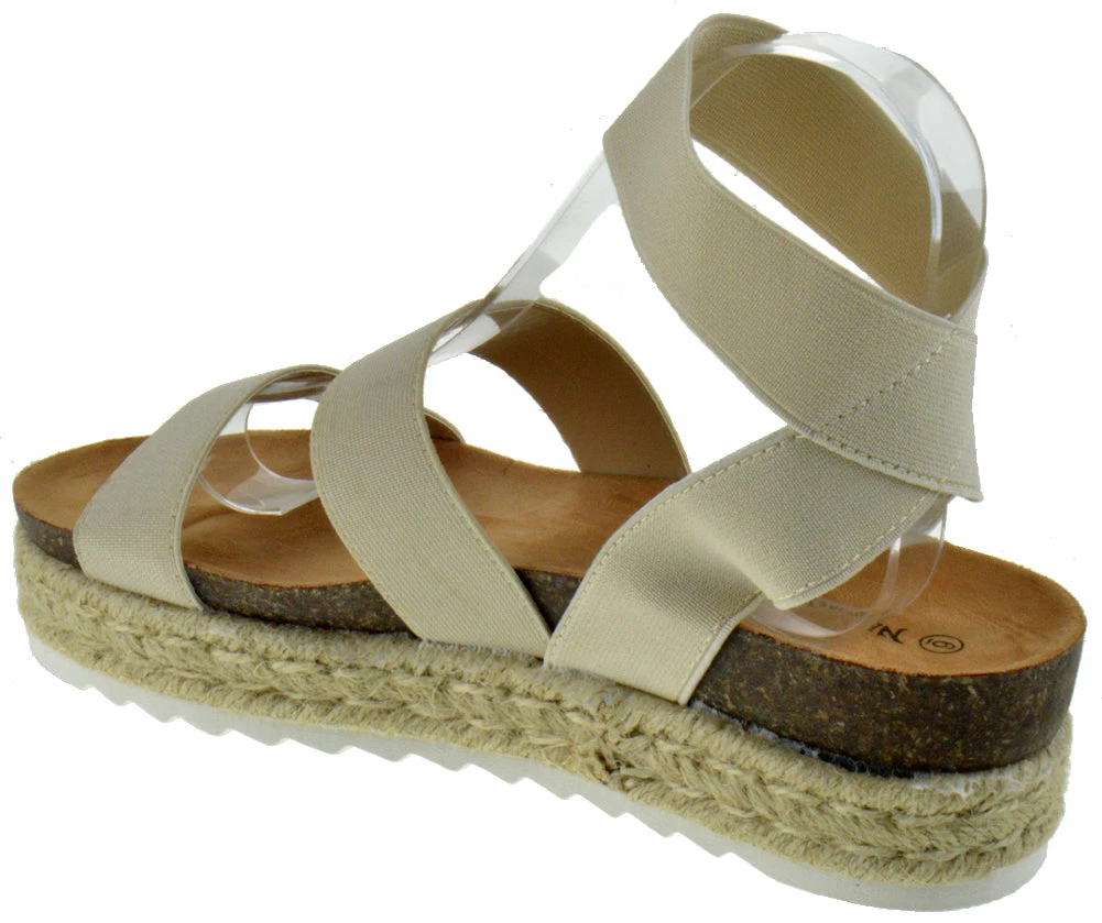 Nature Breeze Kacie 02 Women's Platform Espadrille Stretch Band Sandals 7 Nature Breeze Kacie 02 Women's Platform Espadrille Stretch Band Sandals