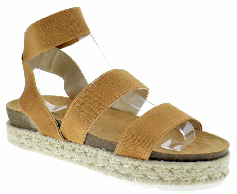 Nature Breeze Kacie 02 Women's Platform Espadrille Stretch Band Sandals 8 Nature Breeze Kacie 02 Women's Platform Espadrille Stretch Band Sandals