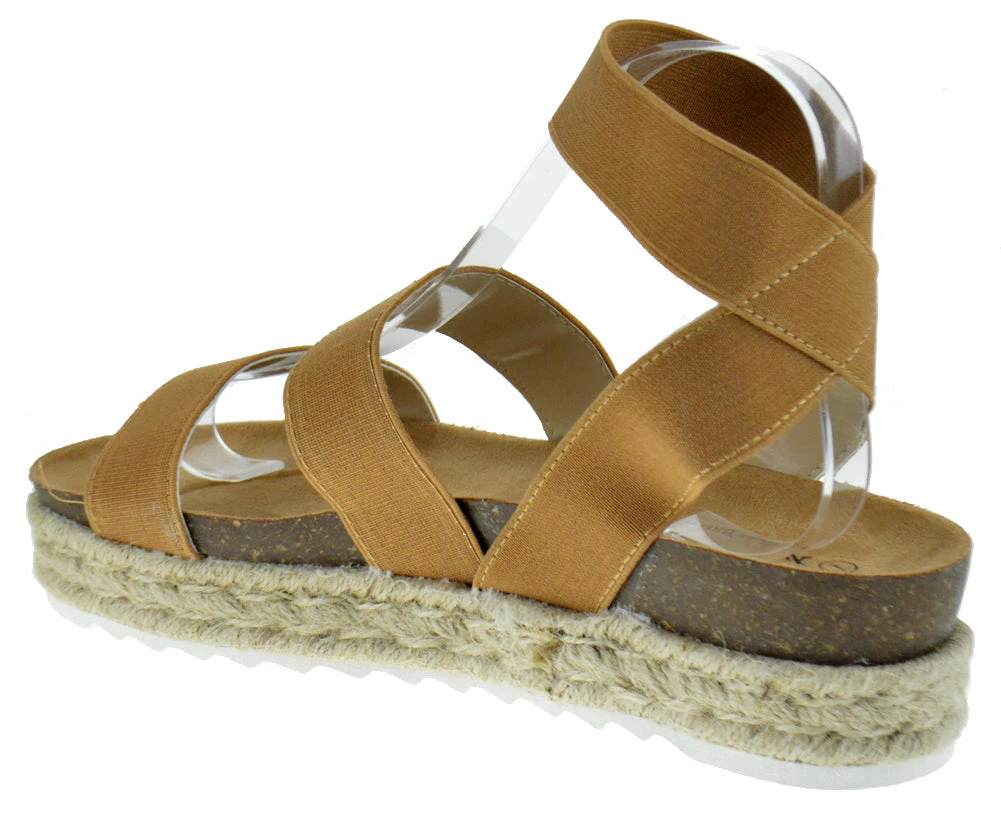 Nature Breeze Kacie 02 Women's Platform Espadrille Stretch Band Sandals 10 Nature Breeze Kacie 02 Women's Platform Espadrille Stretch Band Sandals