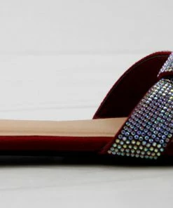 Bamboo Kick 38 Womens Criss Cross Strap Rhinestone Embellished Knot Flat Slip On Sandals Women's