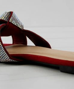 Bamboo Kick 38 Womens Criss Cross Strap Rhinestone Embellished Knot Flat Slip On Sandals Women's