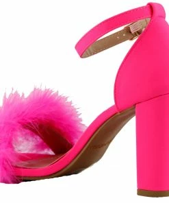 Top Guy Konner 30 Women's Fur Chunky High Heel Strappy Sandals 24 Top Guy Konner 30 Women's Fur Chunky High Heel Strappy Sandals