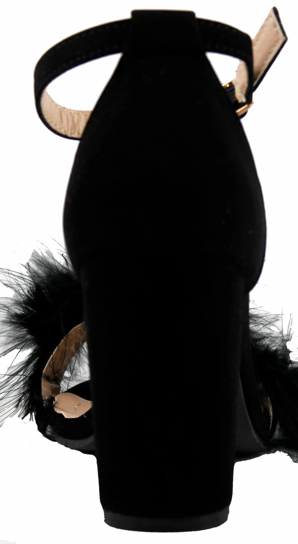 Top Guy Konner 30 Women's Fur Chunky High Heel Strappy Sandals 9 Top Guy Konner 30 Women's Fur Chunky High Heel Strappy Sandals