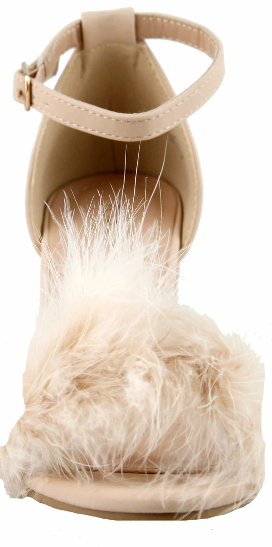 Top Guy Konner 30 Women's Fur Chunky High Heel Strappy Sandals 12 Top Guy Konner 30 Women's Fur Chunky High Heel Strappy Sandals