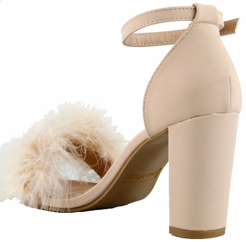 Top Guy Konner 30 Women's Fur Chunky High Heel Strappy Sandals 15 Top Guy Konner 30 Women's Fur Chunky High Heel Strappy Sandals