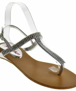 SBW Shoes Women's Kylie 08 Gladiator Rhinestone Thong Flat Sandals
