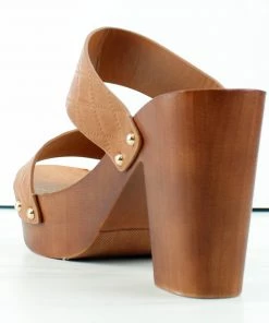 Wild Diva Kyriee 18B Womens Open Toe Wooden Heel Sandals