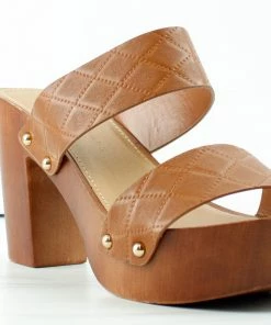 Wild Diva Kyriee 18B Womens Open Toe Wooden Heel Sandals