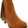Shoes Of Soul L3190 2 Womens Fringe Accent Chunky Heeled Ankle Booties