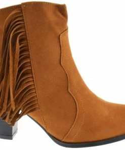 Shoes Of Soul L3190 2 Womens Fringe Accent Chunky Heeled Ankle Booties