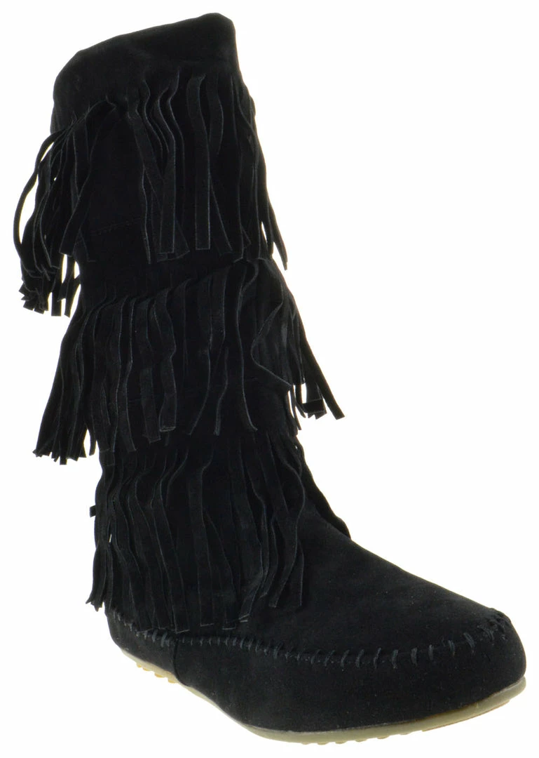 Shoes Of Soul L 3228-1 Women's Layered Fringe Moccasin Boots 4 Shoes Of Soul L 3228-1 Women's Layered Fringe Moccasin Boots