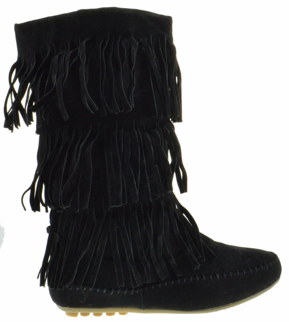 Shoes Of Soul L 3228-1 Women's Layered Fringe Moccasin Boots 5 Shoes Of Soul L 3228-1 Women's Layered Fringe Moccasin Boots