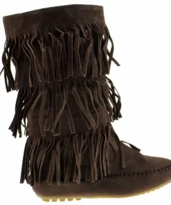 Shoes Of Soul L 3228-1 Women's Layered Fringe Moccasin Boots 18 Shoes Of Soul L 3228-1 Women's Layered Fringe Moccasin Boots