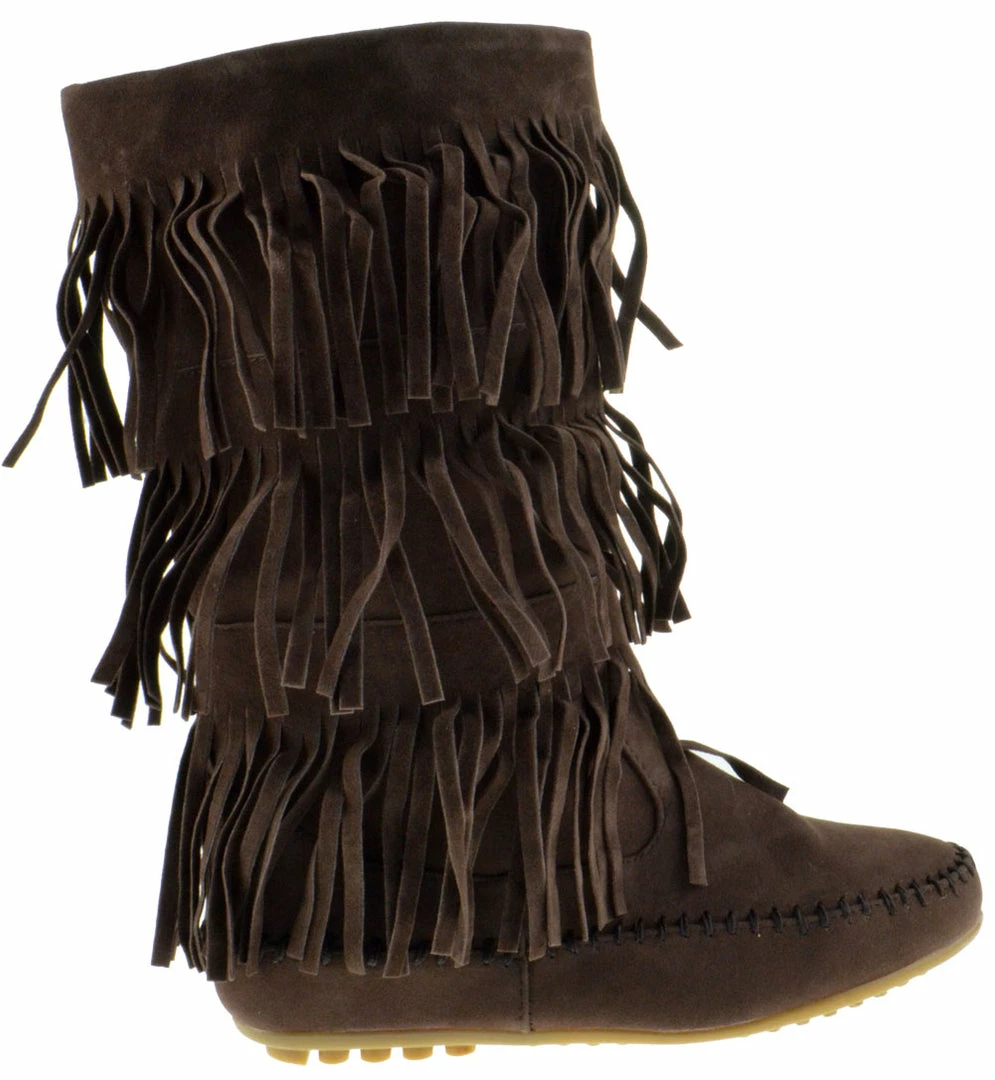 Shoes Of Soul L 3228-1 Women's Layered Fringe Moccasin Boots 9 Shoes Of Soul L 3228-1 Women's Layered Fringe Moccasin Boots