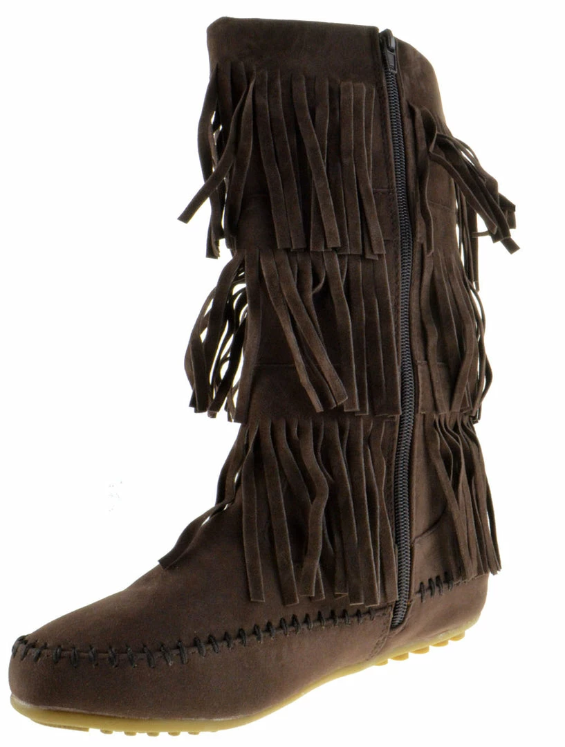 Shoes Of Soul L 3228-1 Women's Layered Fringe Moccasin Boots 10 Shoes Of Soul L 3228-1 Women's Layered Fringe Moccasin Boots