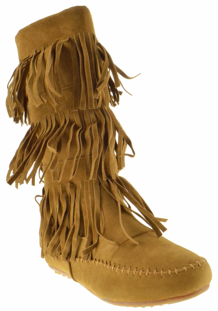 Shoes Of Soul L 3228-1 Women's Layered Fringe Moccasin Boots 1 Shoes Of Soul L 3228-1 Women's Layered Fringe Moccasin Boots