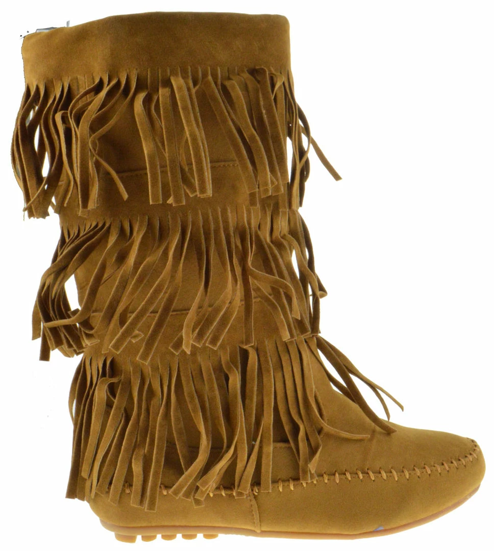 Shoes Of Soul L 3228-1 Women's Layered Fringe Moccasin Boots 2 Shoes Of Soul L 3228-1 Women's Layered Fringe Moccasin Boots