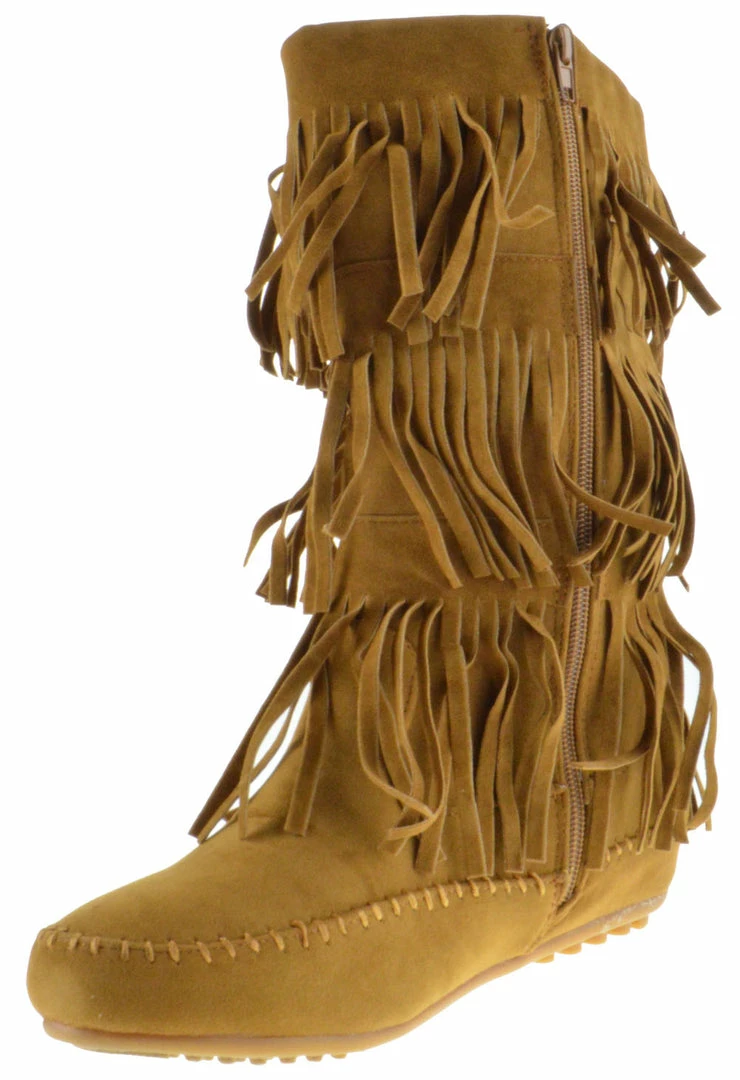 Shoes Of Soul L 3228-1 Women's Layered Fringe Moccasin Boots 3 Shoes Of Soul L 3228-1 Women's Layered Fringe Moccasin Boots