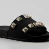Lemonade Living Womens Rhinestone Stud Embellished Slides