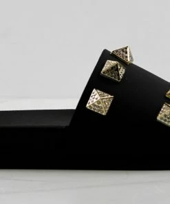 Lemonade Living Womens Rhinestone Stud Embellished Slides