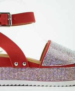 Forever Luxury 96 Women's Rhinestone Wide Band Buckled Platform Sandals