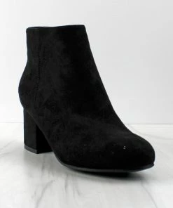Top Moda Ladd 1 Womens Faux Suede Chunky Heeled Zip Up Ankle Booties Women's