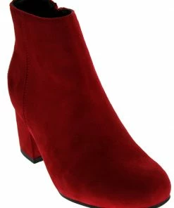 Top Moda Ladd 1 Womens Faux Suede Chunky Heeled Zip Up Ankle Booties Women's