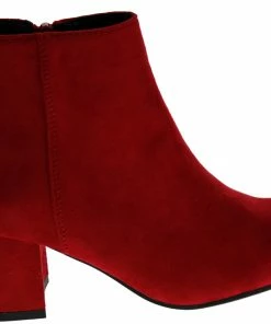 Top Moda Ladd 1 Womens Faux Suede Chunky Heeled Zip Up Ankle Booties Women's