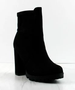 SHOE BARGAIN Shop 34 Top Moda Leslie-2 Womens Block Heeled Ridge Sole High Ankle Boots